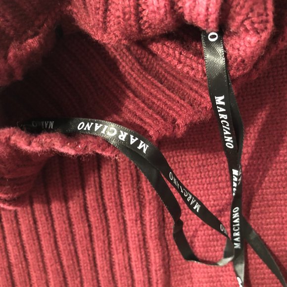 Marciano Womens Red High Neck Batwing Sleeve Cashmere Mid Long Pullover Sweater - Picture 6 of 8